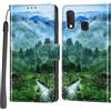 Haninsuze Cover per Samsung Galaxy A20e, Custodia Interno TPU Antiurto Portafoglio con Disegni [schede Fessura] [Supporto Stand] Cover Libro in PU Pelle (Foresta)
