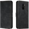 Bravoday Cover per Xiaomi Pocophone F1, Flip Custodia in Pelle PU Portafoglio Custodia per Xiaomi Pocophone F1, con Slot per Schede, Nero