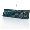 SbocKeeb Tastiera da gioco cablata, 104 tasti, retroilluminazione a LED a membrana US-Layout QWERTY con tasti rotondi per computer/PC/laptop/Windows(G1000-Black)