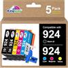 KINGWAY Cartucce 924 Compatibili con HP 924 per OfficeJet Pro 8122e 8130e 8124e 8125e 8132e 8134e 8135e 8138e 8139e 8123e 8133e (5 Pack, Senza Chip)