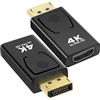 Vemfay 2 Pezzi Adattatore DisplayPort a HDMI, 4K Convertitore DP Maschio a HDMI Femmina, Plug & Play, Adattatore DisplayPort to Hdmi, Supporto HDTV Monitor Proiettori Portatili e Altri
