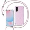 Tikgue Cover per Samsung Galaxy A56 5G, Custodia con Cordino Silicone Glitter Brillantini Trasparente Morbida Cover con Collana Sottile Protettiva Bumper Antiurto TPU Case - oro rosa