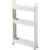 BAKUGO Carrellino Salvaspazio A Ruote Sottile A 3 Livelli, Organizzatore Di Scaffali Mobili Per Ufficio, Buanderia, Bagno, Cucina, In Plastica, Bianco, Larghezza 10cm