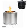 Relaxdays braciere Senza Fumo, Acciaio Inox, HxD 40,5 x 49 cm, piedistallo e raccoglicenere, Argento