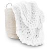 Adyrescia Coperta a maglia grossa, 100% lavorata a mano con filato di ciniglia jumbo (101,6 x 127 cm, bianco brillante)