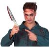 FIESTAS GUIRCA | Coltello da Cucina con Finta Sangue (33 cm) - Accessorio per Costume Halloween, Carnevale, Oktoberfest e Feste a Tema Cuoco - Adulto Bambino - Argento Beige Rosso
