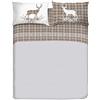 PENSIERI DELICATI Completo Letto Matrimoniale 100% Cotone, Completo Lenzuola Matrimoniali 180x200 Comprensivo di Lenzuolo sotto, sopra e 2 Federe, Made in Italy, Fantasia Tartan Cervo Beige
