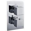 Kibath 153374 Rubinetto termostatico Abe. Uscita a 2 Vie: spruzzatore Superiore e doccetta a Mano. Doccia da Incasso con Finitura Quadrata in Cromo Lucido Realizzata in Ottone