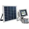 as - Schwabe Chip-LED luce da lavoro con rilevatore di movimento - 10 W faretto professionale da costruzione con pannello solare - Adatto per illuminazione esterna - IP44 - argento