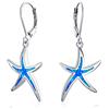 Bling Jewelry Orecchini pendenti a forma di stella marina con intarsio in opale creato iridescente blu per vacanze tropicali in spiaggia nautica acquatica, in argento sterling .925 con chiusura a leva per donne.