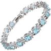 RIZILIA Bracciale tennis Blossom [18 cm/7 pollici] con pietre di zirconia cubica taglio rotondo [6 colori disponibili] in oro bianco 18 K, semplice eleganza moderna, One Size, Metallo, Acquamarina
