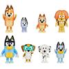 Bluey Heeler Family - Set di 8 action figure, include Bingo, Bandit (papà), peperoncino (mamma) Plus Friends Honey, calzini, Chloe & Indy, collezione ufficiale di personaggi da 6,3-7,6 cm