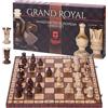 Wegiel Scacchi in legno GRAND ROYAL + 2 x Regina Extra - 48 x 48 cm - Confezione regalo - Scacchiera e Pezzi degli scacchi Intagliati