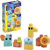 Mega Brands MEGA Bloks Safari 15 mattoncini sensoriali (leone, giraffa ed elefante), giocattolo +1 anno (Mattel HKN42)