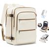 VENATIN Zaino Ryanair 40x30x20 Sottovuoto con Pompa, Bagaglio a Mano con Compressione Sottovuoto, Zaino Donna Casual Laptop 14 Pollici, Bianco Marrone
