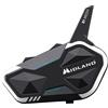 Midland - Interfono Moto Bluetooth + Mesh R1 Mesh Singolo, Auricolari Casco Moto Waterproof IPX6, Portata 500m, 23H, Audio RCF, Stereo Background, Compatibile TFT e Radio FM, 6 Persone Conference