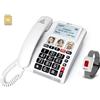 Geemarc CL9000 - Telefono di chiamata di emergenza per la casa e il suo braccialetto SOS impermeabile con grandi pulsanti, volume amplificato e schermo retroilluminato, funziona solo con scheda SIM