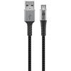 goobay 49273 Cavo Micro USB - Cavo in tessuto extra robusto con connettori in metallo - 0,5 m, grigio