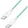 Logilink Cavo di collegamento USB 2.0 tipo C, da C (maschio) a C (maschio) con rivestimento in nylon, 60 W, verde, 0,5 m