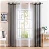 MIULEE Tende Voile in Poliestere Trasparenti Occhielli Sfumato per Soggiorno Camera da Letto Bagno Cucina Camera da Bambino Tenda Finestra Balcone Casa con 2 Pannelli 140X245CM Nero