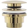 Rea - Tappo Lavandino Bagno Universale Click-Clack Gold Piletta Lavabo Bagno Con o Senza Scarico Troppopieno In Ottone (Oro) 6,4 X 6,4 X 13 cm