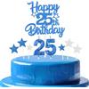 mciskin Set di candele blu reale per 25° compleanno, decorazioni per 25° compleanno da ragazzi, numero 25 candele blu reale per torta, decorazioni personalizzate per torte con stella per ragazze e ragazzi