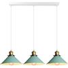 iDEGU 3 Luci Lampadario a sospensione industriale, Lampada da Soffitto Vintage Design Edison Metallo E27 Metallo Plafoniera con 50cm Barra per cucina sala da pranzo soggiorno ristorante, Ø22CM, Verde