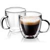 Stylusella Tazze da caffè in vetro a doppia parete, 150 ml, set di 2 tazze termiche con manici, eleganti Tazas de Cafe Con Estilo
