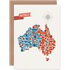 Wee Blue Coo AUSTRALIA GEOMETRIC MAP SHAPES BIRTHDAY GIFT BLANK GREETINGS CARD
