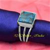Blu Rame Gemma Pietra Turchese 925 Argento Sterling, Fatto a Mano Anello Tutti