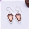 Appealing Morganite Gemma 925 Argento Sterling Fatto a Mano Orecchino 4.1cm