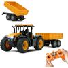 JAMARA JCB Fastrac trattore con rimorchio ribaltabile 1:24 2,4 GHz - 2 ruote motrici, pneumatici profilati, luce LED, agricoltura