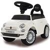 Jamara 460325 - Push-Car Fiat 500 bianco - Bagagliaio sotto il sedile, Maniglia per spinta e sostegno, Clacson, Protezione da ribaltamento
