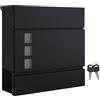 SONGMICS GMB052B01 - Cassetta postale moderna, con porta giornali, coperchio, chiudibile, facile da installare, colore: Nero