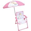 FUN HOUSE Licorne Chaise pliante camping avec parasol - H.38.5 xl.38.5 x P.37.5 cm + parasol ø 65 cm - Pour enfant