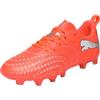 Puma Future 9 Play FG/AG Jr, Scarpe da Calcio, Rosso Brillante Bianco Nero Argento, 33 EU