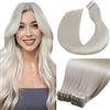LaaVoo Extension Capelli Veri Biadesivo 40pz 40cm 100g Biondo Platino, Remy Lisci, Leggere e Invisibili, Volume e Lunghezza, Feste e Quotidiano #60