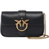 Pinko Love One Pocket C Vitello Seta, Borsa Donna, Z99q_nero-antique Gold, Taglia unica