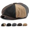 Xinveen Cappello da Uomo a 8 Pannelli Newsboy Cappello Vintage in Tweed a Spina di Pesce Cabbie Berretto Piatto, Bloccaggio del Colore, Taglia Unica