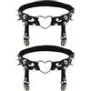Adove - Giarrettiera da donna in pelle, regolabile, a forma di cuore, con clip, giarrettiere goth punk, per calze alte alla coscia, One Size