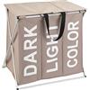 WENKO Portabiancheria Trio Top taupe - Cesto portabiancheria Capacità: 118 l, Poliestere, 57 x 57 x 38 cm, Tortora