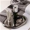 CHENDECOR Vassoio decorativo in argento, vassoio da bagno, per gioielli, in ceramica, rotondo, per trucchi, organizer per la casa, piatto portaoggetti irregolare per il bagno (lungo)