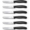 Victorinox Swiss Classic, Coltello da colazione, Coltello da pane, Lama affilata, seghettata, 11 cm, Manico in plastica, Acciaio inossidabile, Set da 6 Pezzi, Nero