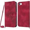 Netany Cover per iPhone SE 2020/iPhone SE 2022/iPhone 8/iPhone 7 con Cordino, Flip Portafoglio Custodia in Pelle, [2 Porta Carte][Chiusura Magnetica],Custodia Libro Antiurto Cover con Laccio (Rosso)