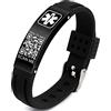 Theluckytag Bracciali Medici per le Donne Degli Uomini con QR Code Medical Alert ID Bracciali Silicone Impermeabile 9 '' Braccialetto Info Personalizzate Sull'avviso di Emergenza Dell'ID Medico