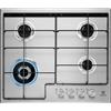 Electrolux Piano cottura a gas 60 cm Serie 300 Slim Line 4 fuochi Acciaio inox Bruciatore WOK multicorona SicurGas manopole inox griglie smaltate, EGS6434X2