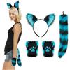 XINCHIA Set di guanti per capelli con orecchie di volpe in finta pelliccia e coda di volpe, set di soffici lupi e volpi, per cosplay, coda lunga, accessori per travestimenti, accessori colorati per Halloween,