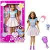 Barbie - La Mia Prima Barbie, giocattolo per bambini 3+ anni, Bambola alta 34 cm con busto morbido e arti snodati, con abito turchese e con collana e accessori e cucciolo di peluche, HLL21