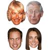 SHATCHI Confezione da 4 maschere per il viso della famiglia reale re Carlo III Regina consorte Camilla Kate William King Incoronazione Forniture Celebrità Addio al nubilato e addio al celibato
