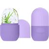 FLOWERUN 2 Pezzi Ice Roller Viso, Rullo di Ghiaccio Facciale, Stampo Ghiaccio Viso Riutilizzabile in Silicone, Riduzione Pori e Occhiaie, per Routine di Bellezza Naturale (Strisce Viola)